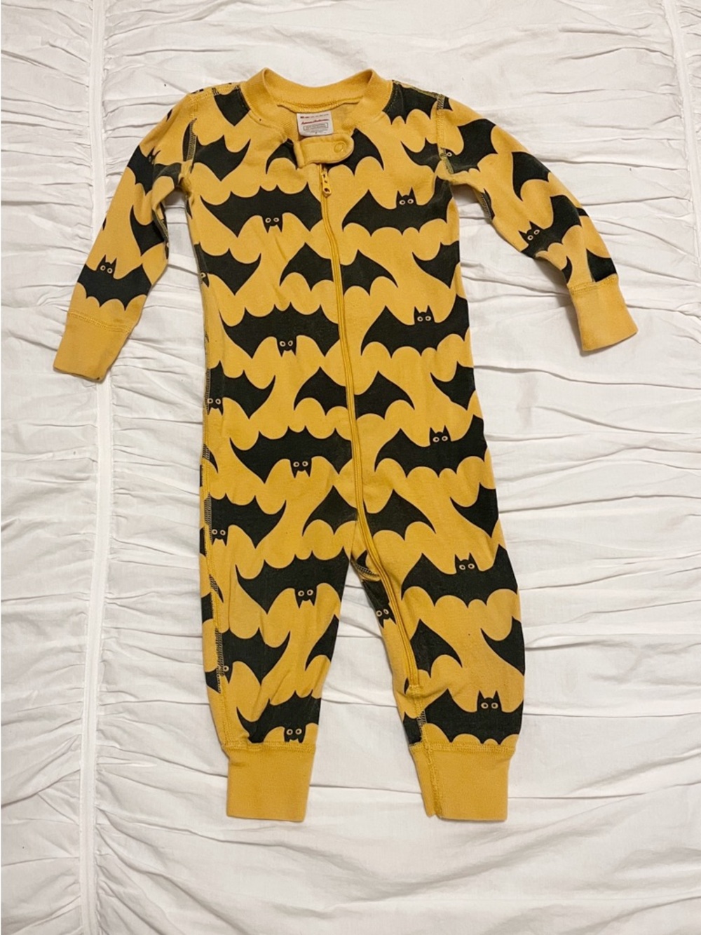 Kids Yellow Bat Print One-Piece Pajamas